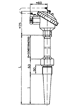 WRE-15B固定螺紋錐形套管熱電偶安裝圖片 WRN-15B固定螺紋錐形套管熱電偶安裝圖片
