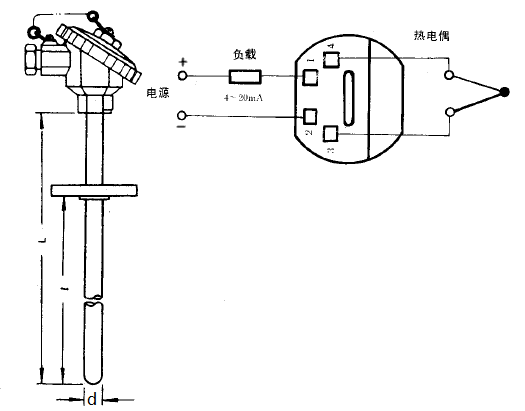 SBWR-2380/431熱電偶一體化溫度變送器安裝圖片